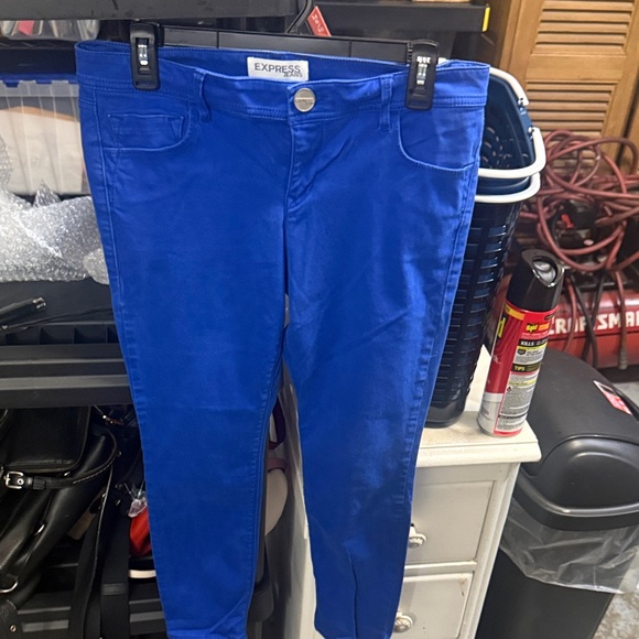 Express Women Skinny Jeans in Bright Blue - Picture 4 of 12